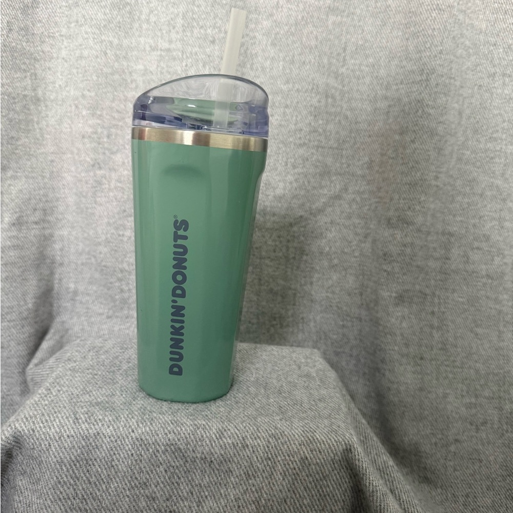 Dunkin' Donuts Green Tumbler with Straw